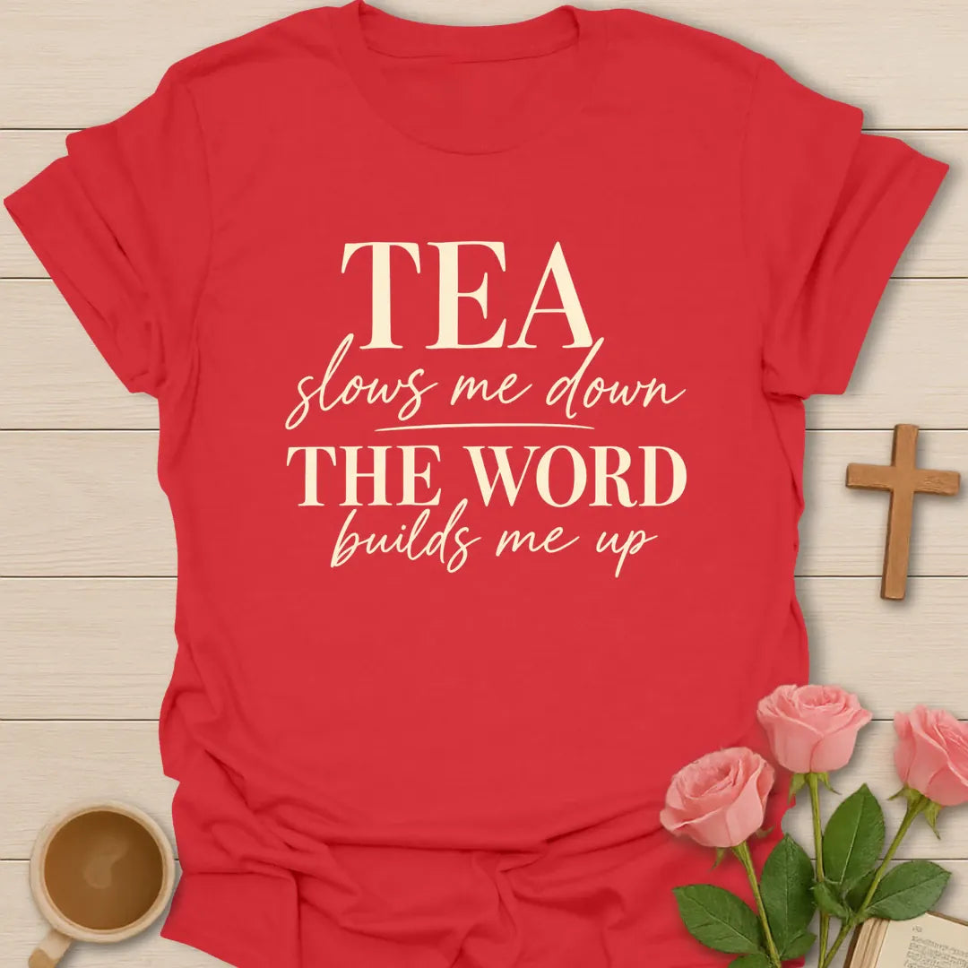 Build Me Up t-shirt with faith-inspired lettering - Red