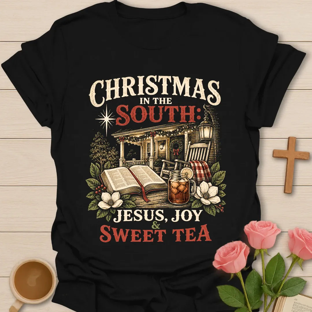 Christmas In The South shirt with Southern holiday styling - Black