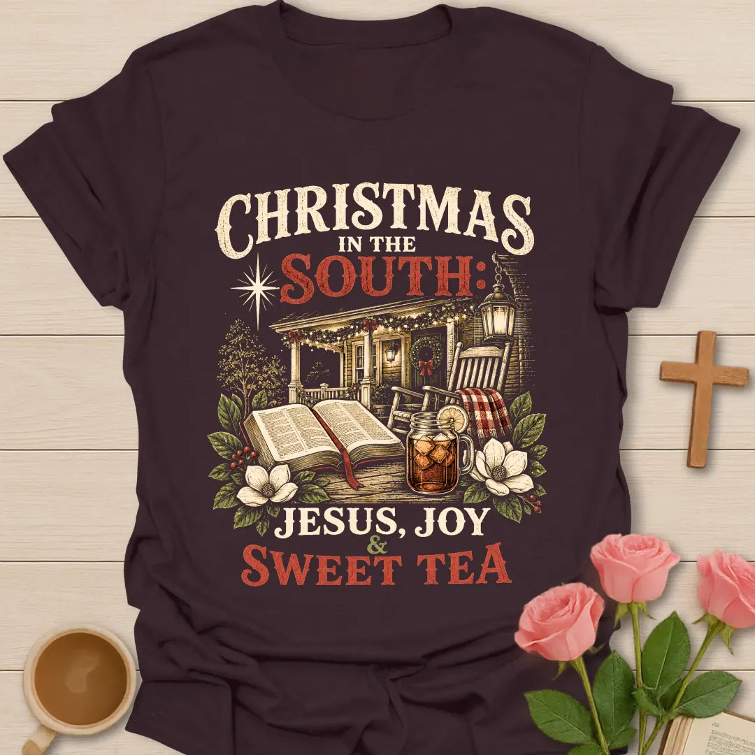 Christmas In The South shirt with Southern holiday styling - Dark Chocolate