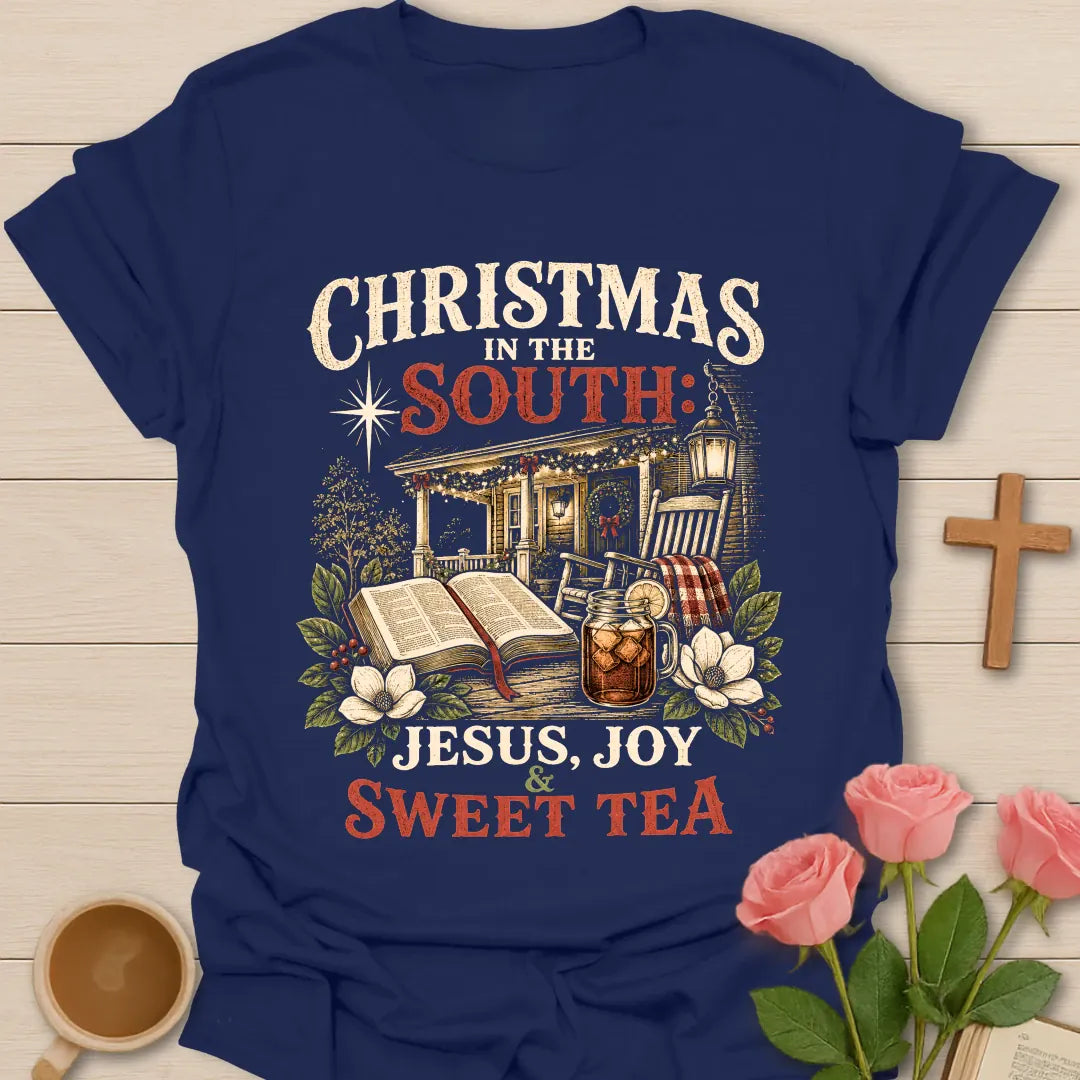 Christmas In The South shirt with Southern holiday styling - Navy