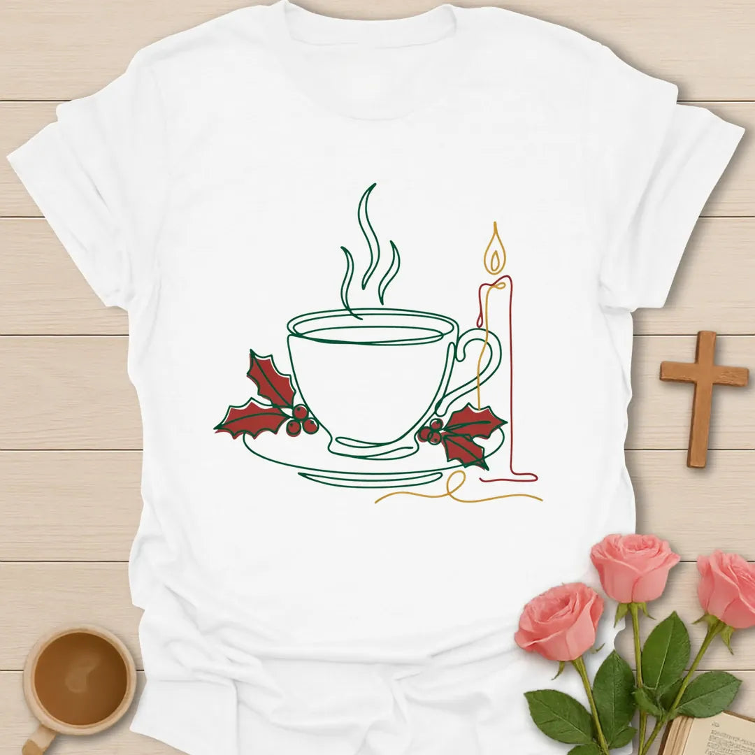 Christmas Tea Christian t-shirt with festive tea-inspired holiday design - White
