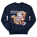 Cozy Devotion Cat sweatshirt with cat, Bible and teacup illustration - Navy