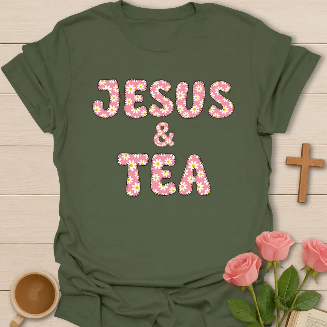 Daisy Jesus & Tea T-Shirt KozzyCo Christian and tea lover design