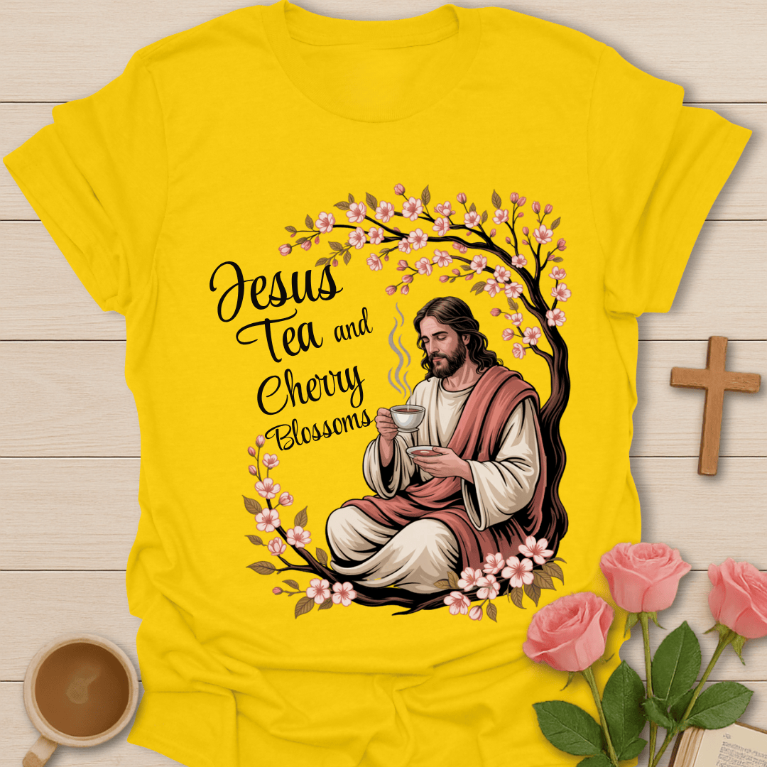 Cherry Blossom Jesus Tea T-Shirt T-Shirt