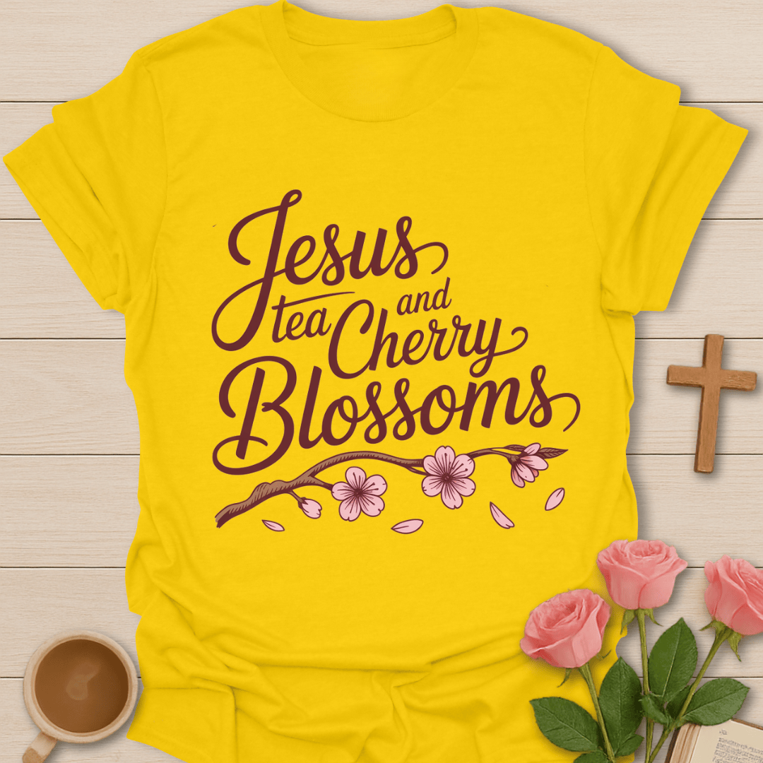 Jesus Tea & Cherry Blossoms T-Shirt T-Shirt