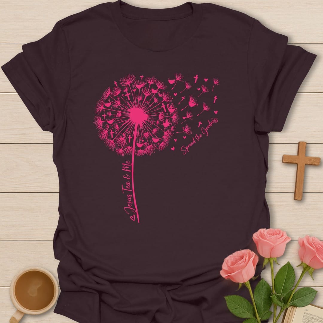 Spread The Goodness t-shirt with cheerful lettering and faith-inspired design - Dark Chocolate