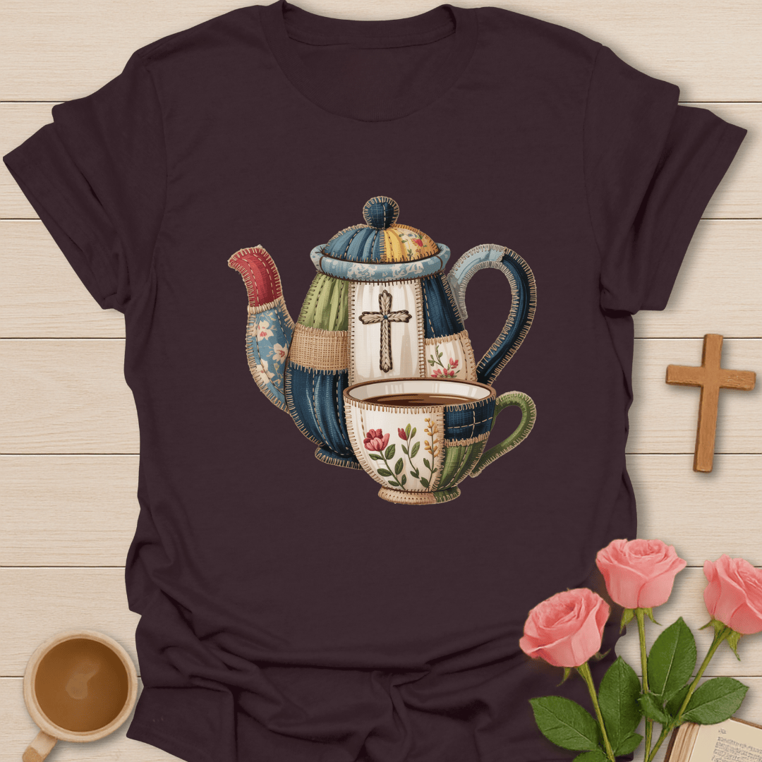 Faux Patchwork Faith Teapot T-Shirt T-Shirt