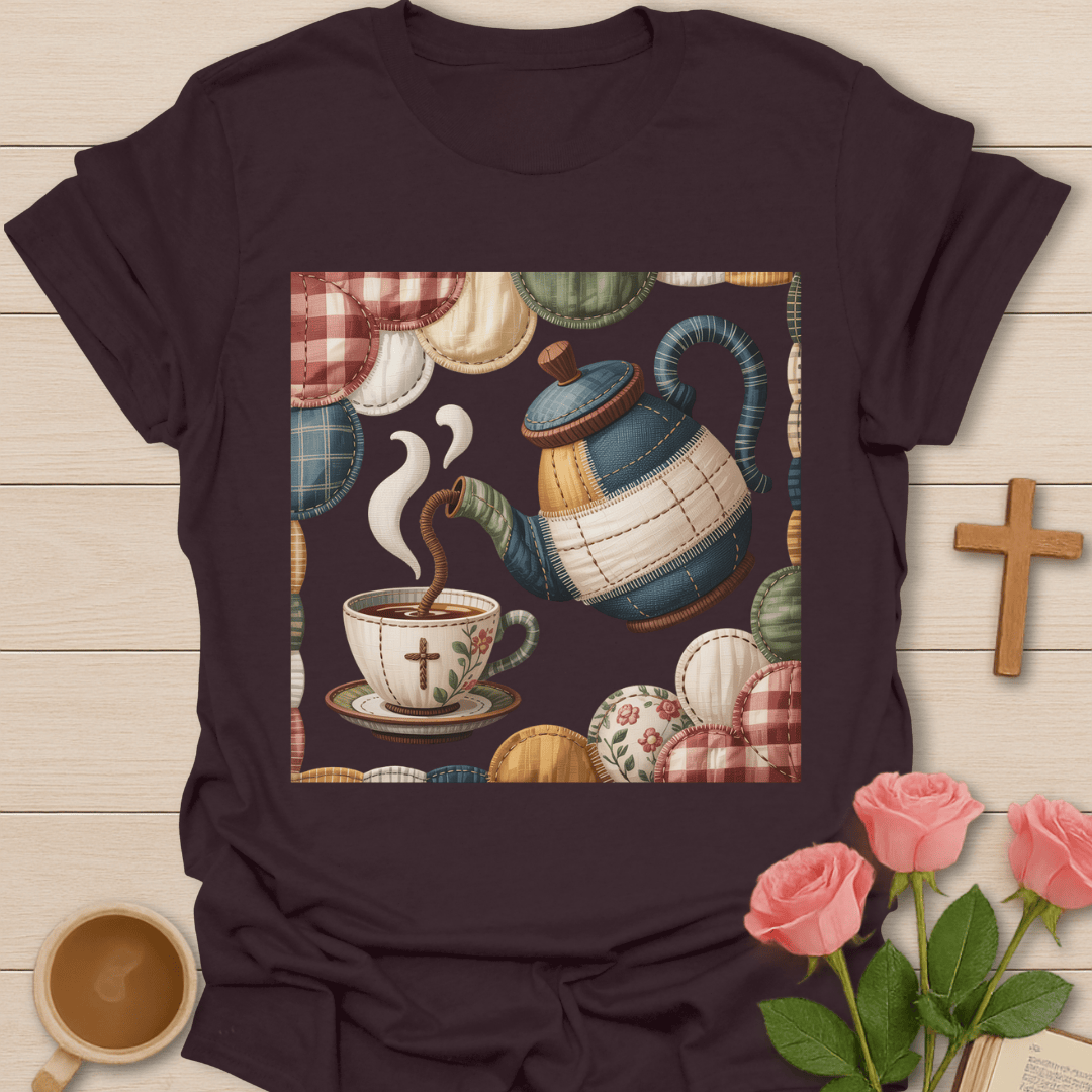 Faux Patchwork Quilted Tea Pour T-Shirt T-Shirt