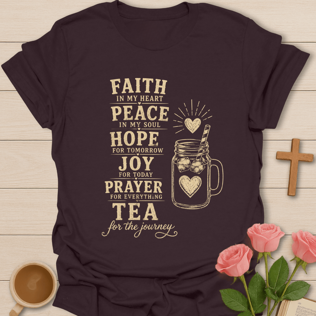 Tea Prayer Journey T-Shirt KozzyCo Christian and tea lover design