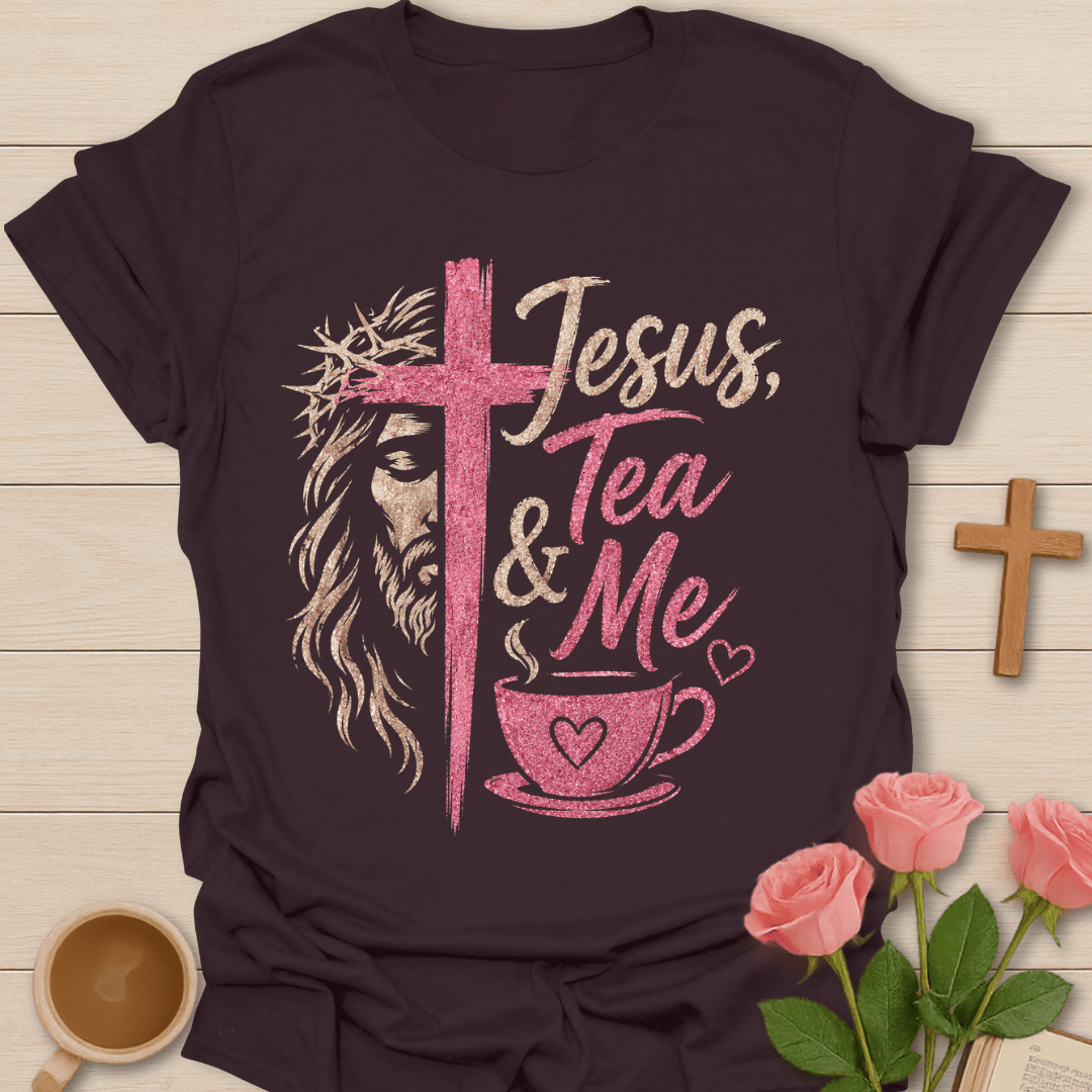 Jesus Tea & Me Christian T-Shirt KozzyCo Christian and tea lover design