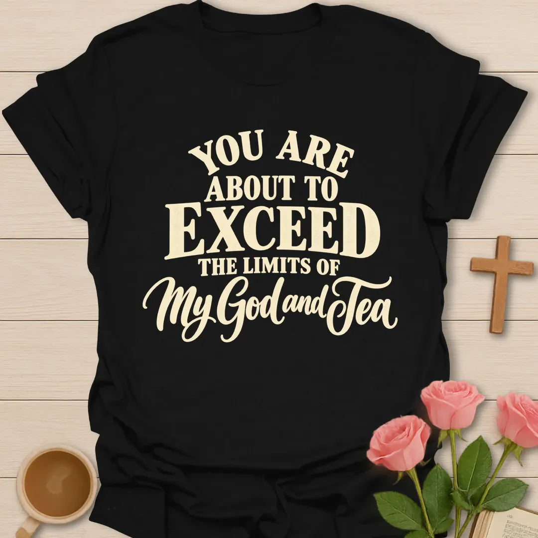 Exceed Limits T-Shirt with Philippians 4:13 inspired lettering. - Black