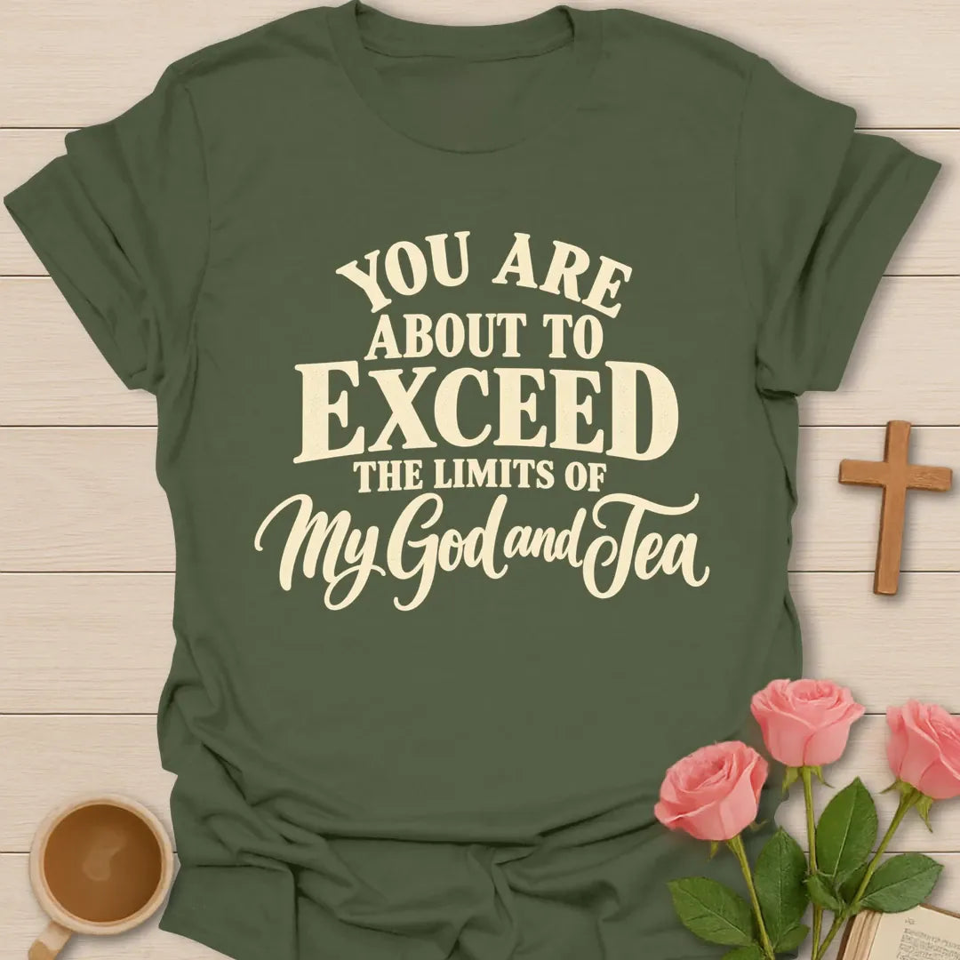 Exceed Limits T-Shirt with Philippians 4:13 inspired lettering. - Military Green