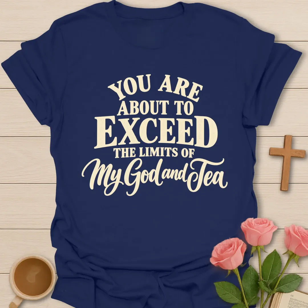 Exceed Limits T-Shirt with Philippians 4:13 inspired lettering. - Navy