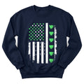 Faith and Irish tea US flag sweatshirt with distressed American flag and teacups - Navy