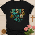 Jesus Tea and Me fall shirt with warm vintage autumn colors - Black