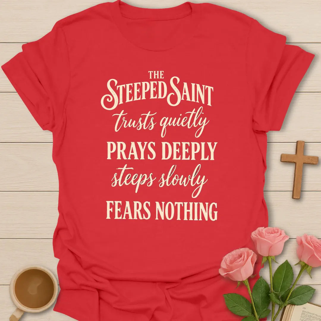 Fear Nothing Christian t-shirt with Isaiah 41:10 inspired lettering - Red