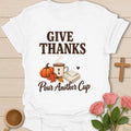 Give Thanks Fall shirt with autumn-inspired lettering and a faith-inspired seasonal design. - White