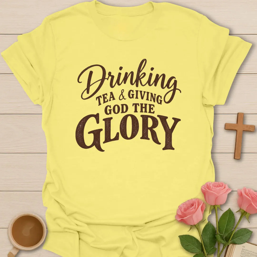 Giving God The Glory shirt with praise-focused faith lettering - Cornsilk