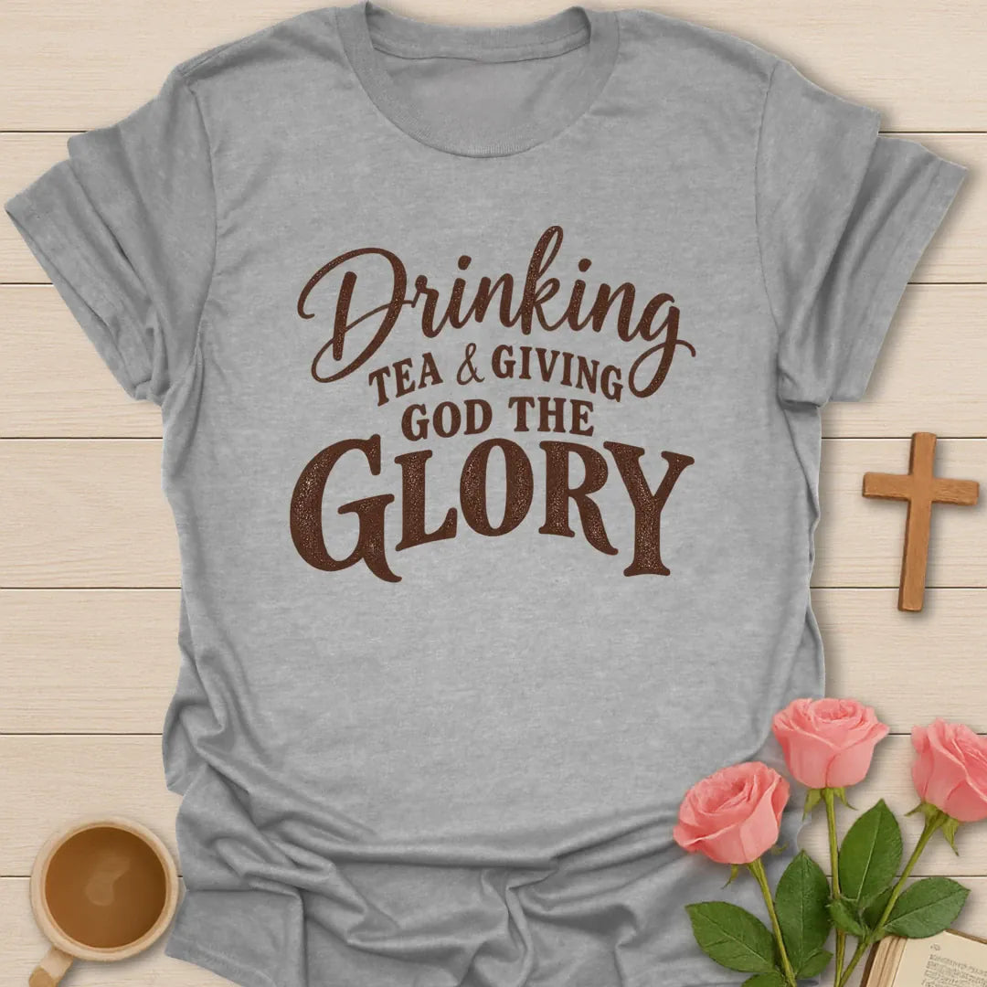Giving God The Glory shirt with praise-focused faith lettering - Sport Grey