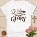 Giving God The Glory shirt with praise-focused faith lettering - White