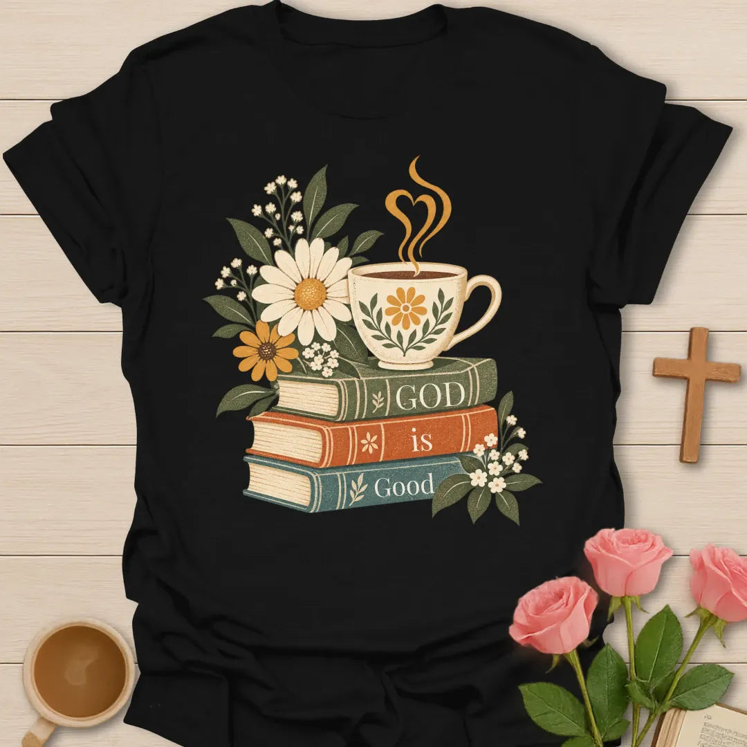 God Is Good Christian t-shirt with faith-inspired lettering - Black