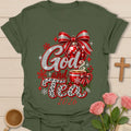God & Tea 2026 t-shirt with new year lettering and tea artwork and faith-inspired design - Military Green