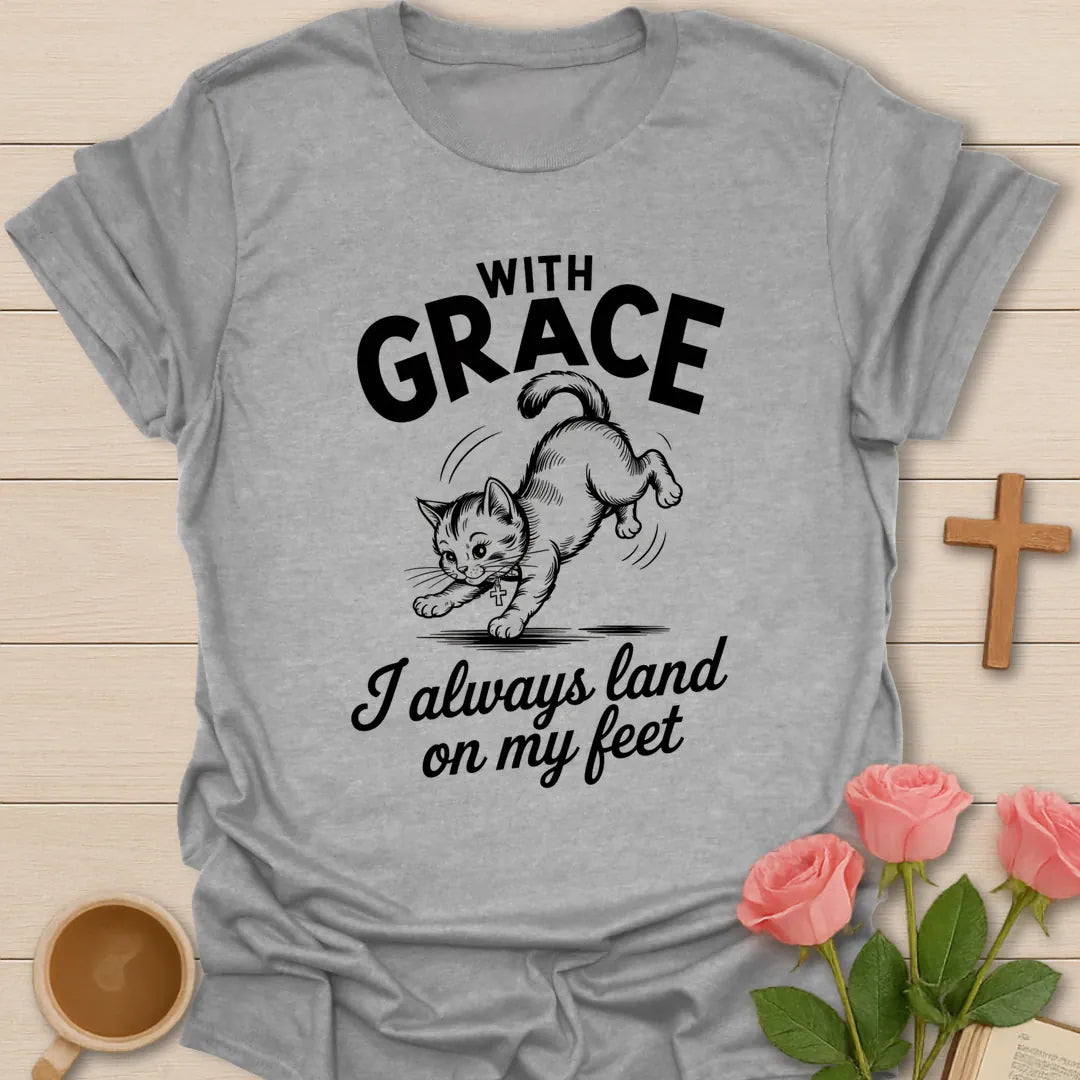 Grace Always t-shirt with simple lettering and grace-themed faith design - Sport Grey