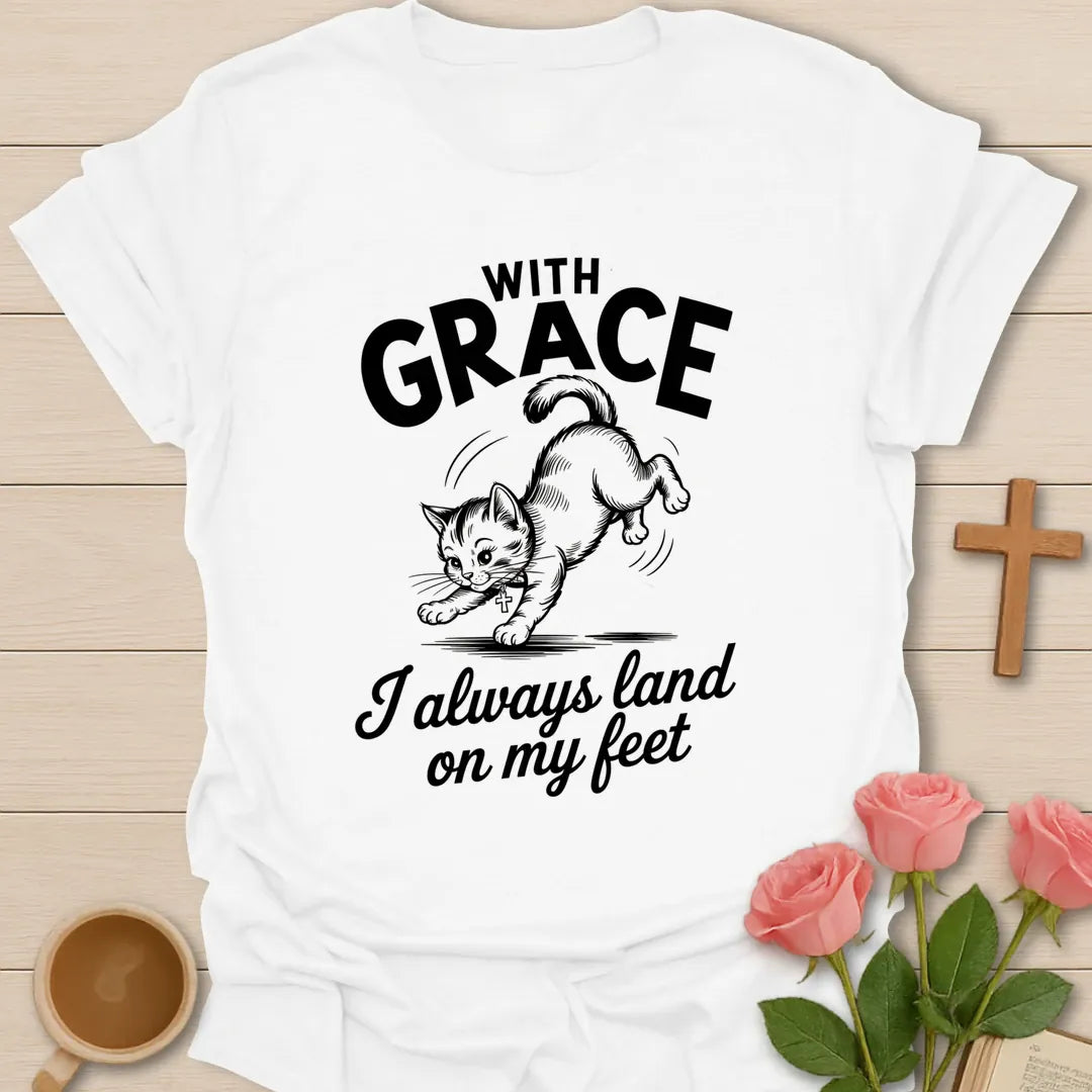 Grace Always t-shirt with simple lettering and grace-themed faith design - White