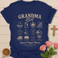 Grandma List shirt with Jesus, sweet tea, church, family, prayer and Scripture illustrations - Navy