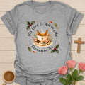 His Love Is Warm Like Cinnamon Tea shirt with teacup, cinnamon sticks, cross, holly berries, florals, and warm tea design. - Sport Grey