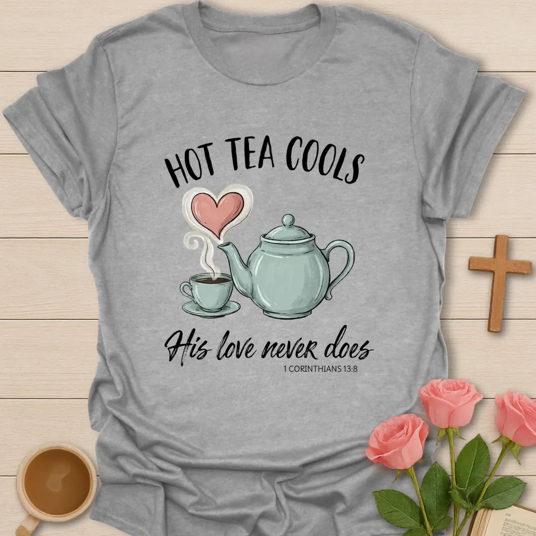 Hot Tea Cools Christian t-shirt with faith-inspired tea lettering design - Sport Grey