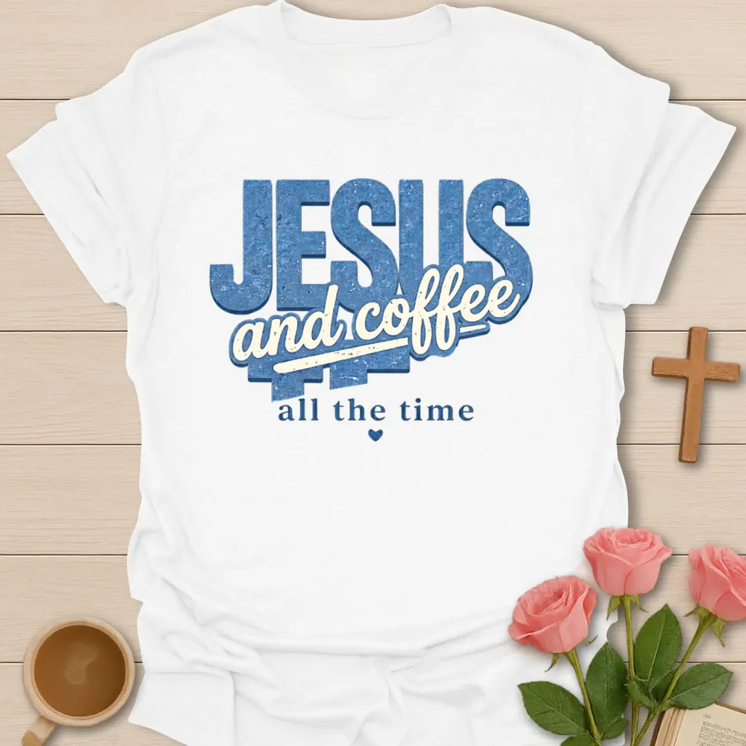 Jesus and Coffee Daily T-Shirt KozzyCo Christian and tea lover design