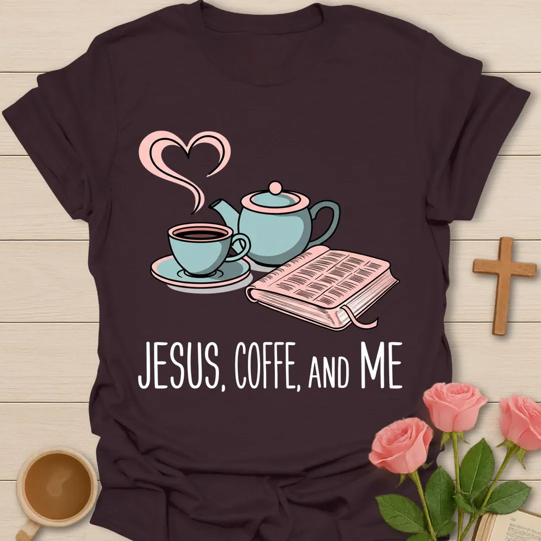 Faithful Brew t-shirt with warm brew artwork and faith-inspired design - Dark Chocolate