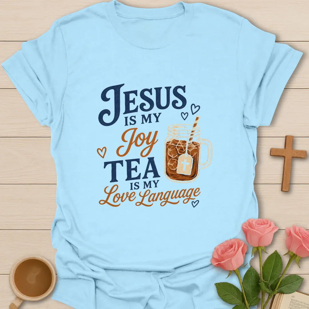 Jesus Is My Joy Christian t-shirt with faith-inspired lettering - Light Blue