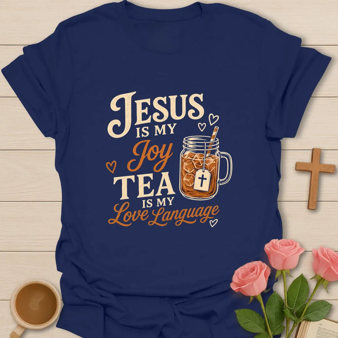 Jesus Is My Joy Christian t-shirt with faith-inspired lettering - Navy