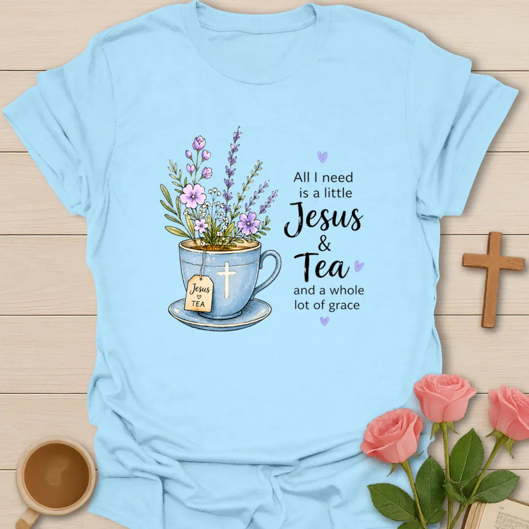 Jesus Tea and Grace T-Shirt KozzyCo Christian and tea lover design