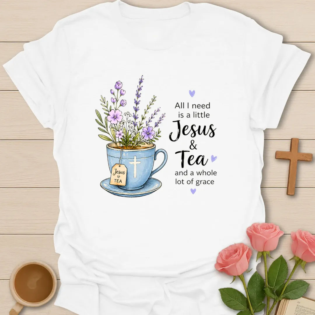 Jesus Tea and Grace T-Shirt KozzyCo Christian and tea lover design