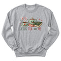 Jesus Tea and Me Christmas sweatshirt with teapot, teacup and Bible design - Sport Grey