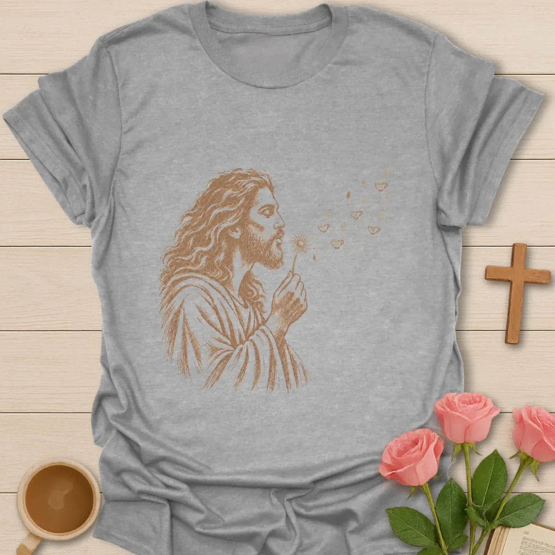 Jesus Tea Wish t-shirt with holiday wish list lettering and tea cup faith design - Sport Grey