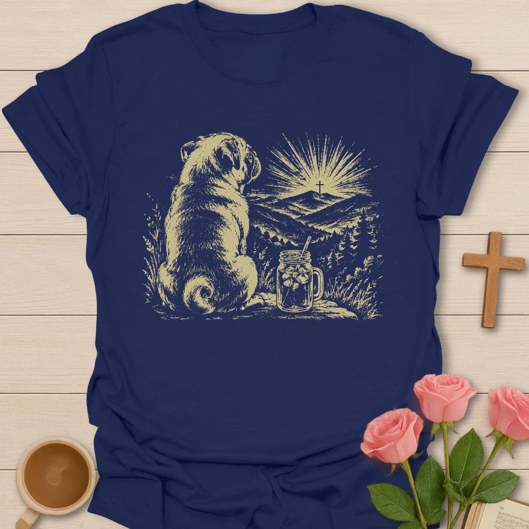 Lift Up Mine Eyes Christian shirt with Psalm 121 verse and faith-inspired design. - Navy