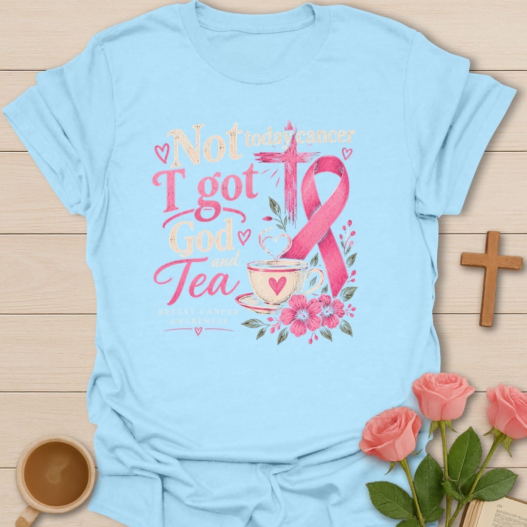 Faith Over Fear t-shirt with bold lettering and faith-inspired design - Light Blue
