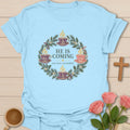 Tea Advent Wreath t-shirt with Advent wreath and tea artwork and faith-inspired design - Light Blue