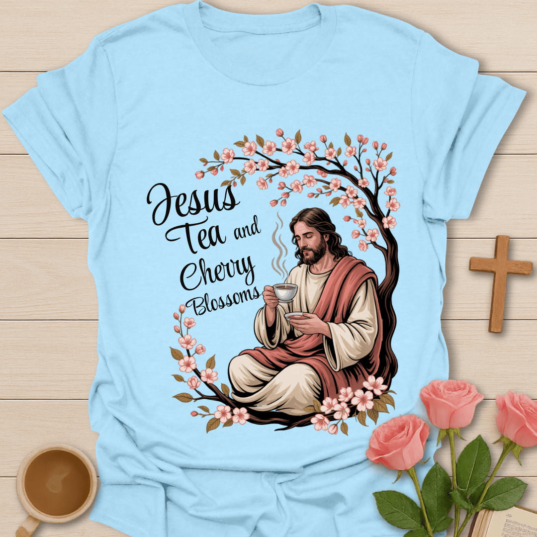 Cherry Blossom Jesus Tea T-Shirt T-Shirt