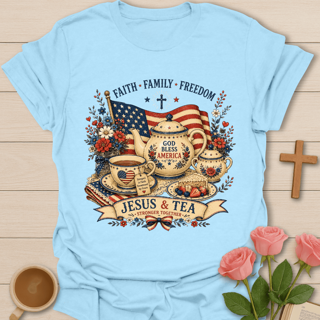 Patriotic Jesus Tea T-Shirt T-Shirt