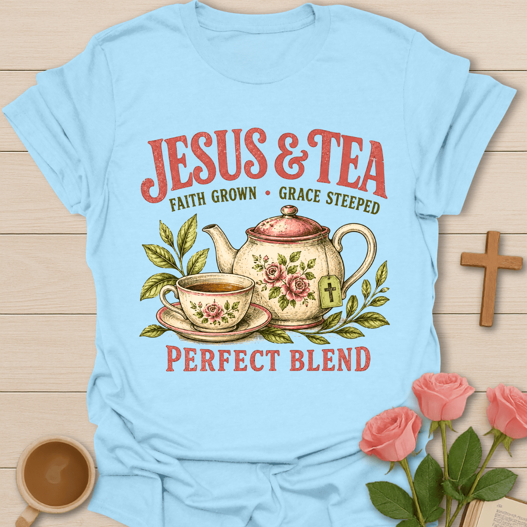 Faith Grown, Grace Steeped T-Shirt KozzyCo Christian and tea lover design