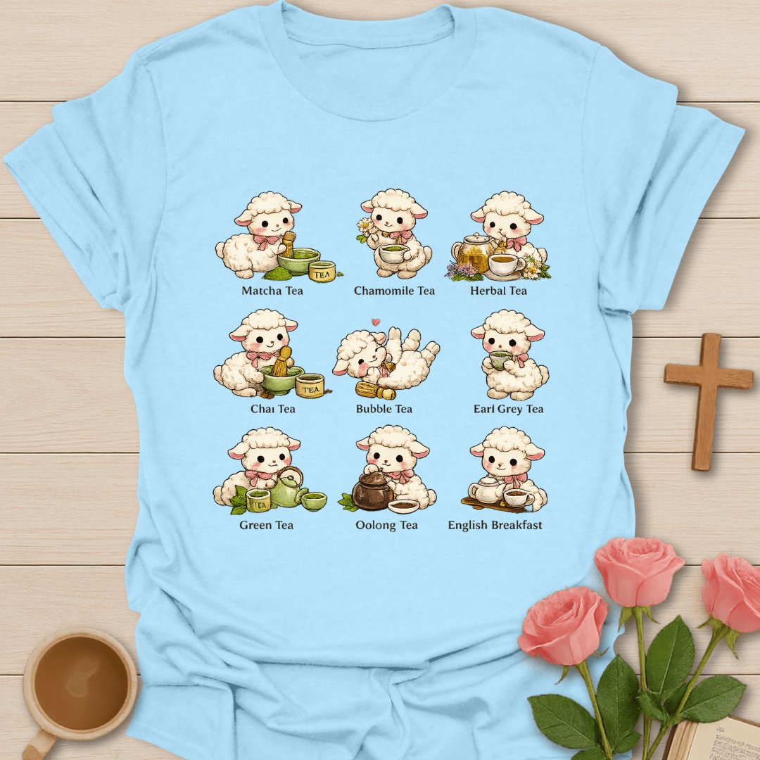 Tea Lover Lamb Collection T-Shirt KozzyCo Christian and tea lover design