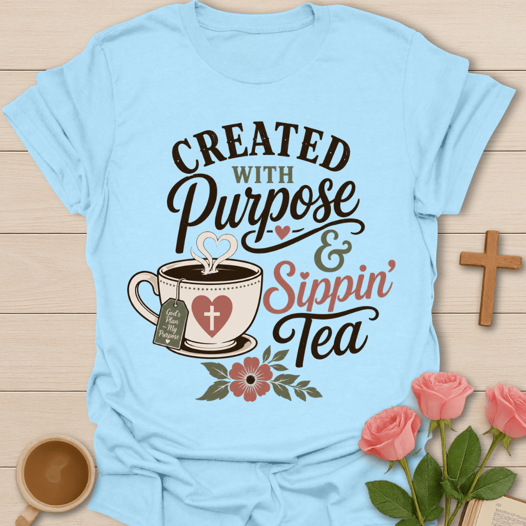 Created With Purpose Tea T-Shirt KozzyCo Christian and tea lover design
