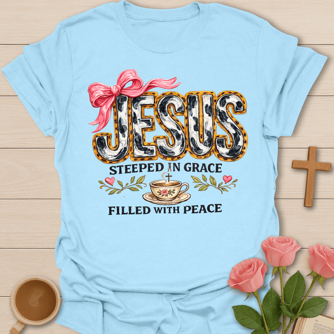Jesus Filled With Peace T-Shirt KozzyCo Christian and tea lover design