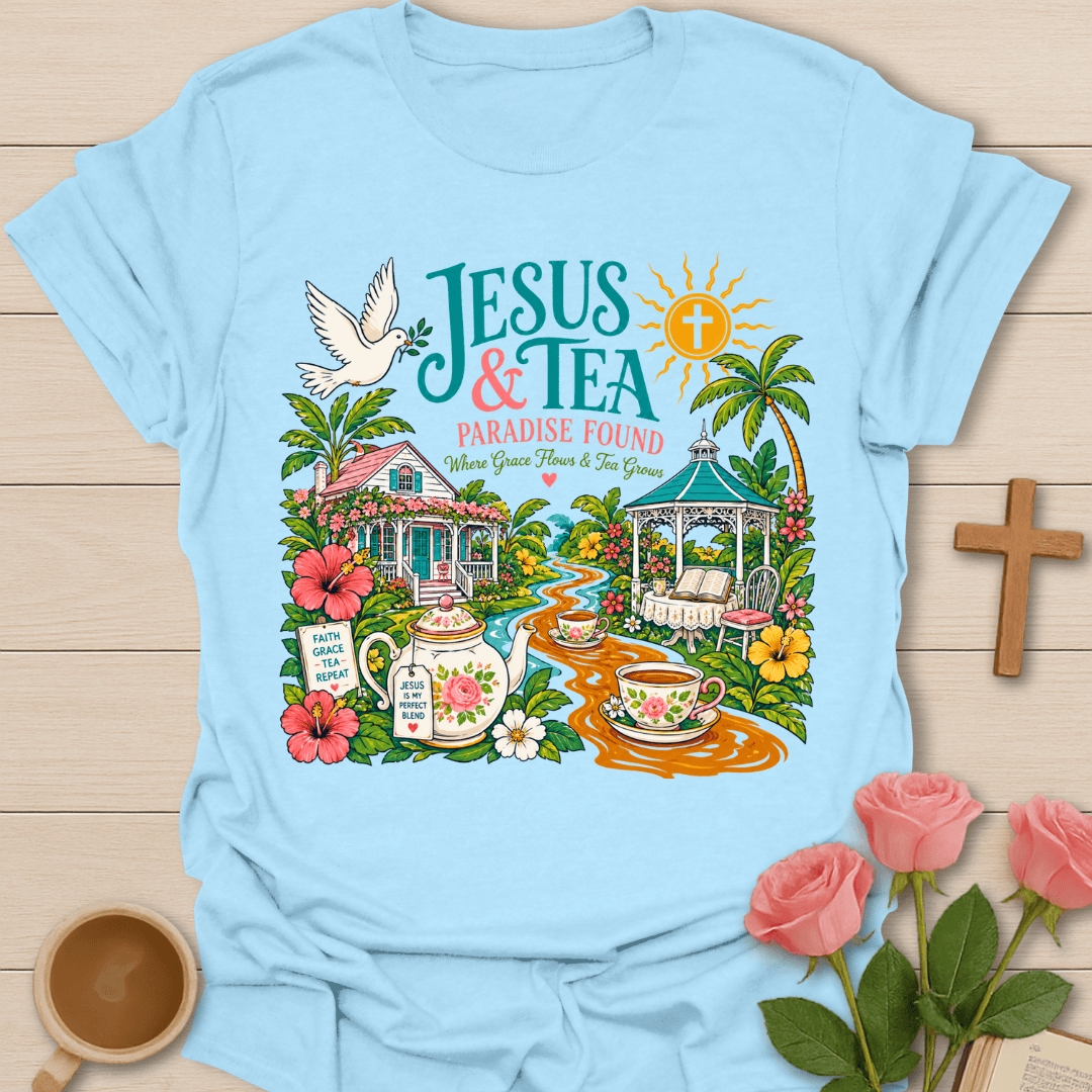 Jesus & Tea Paradise T-Shirt KozzyCo Christian and tea lover design