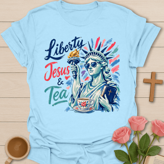 Liberty Jesus & Tea T-Shirt KozzyCo Christian and tea lover design